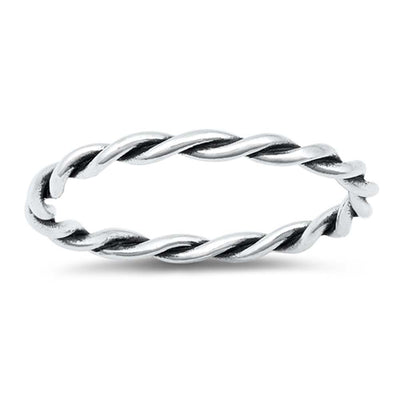 Sterling Silver Slightly Twisted Plain Ring With Face Height of 3MM