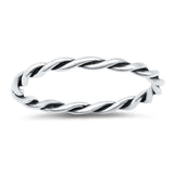 Sterling Silver Slightly Twisted Plain Ring With Face Height of 3MM