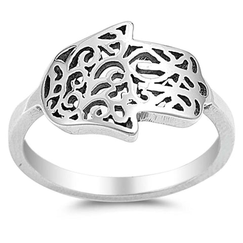 Sterling Silver Rodium Plated FinishAnd Hand of God Plain Ring With Face Height of 12MM