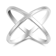 Load image into Gallery viewer, Sterling Silver Finish Rodium Plated Double-shank Plain  X  RingAnd Face Height of 19MM