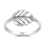 Sterling Silver Sideways Petite LeafAnd Rodium Plate Finish Ring