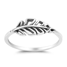 Load image into Gallery viewer, Sterling Silver Rodium Plate FinishAnd Sideways Leaf RingAnd Face Height of 7MM