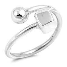 Load image into Gallery viewer, Sterling Silver High Polish Sphere and Cube Ended RingAnd Face Height 12MM