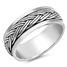 Load image into Gallery viewer, Sterling Silver Oxidized Finish Spinner Braided Pattern RingAnd Face Height 8MM