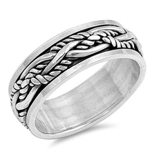 Load image into Gallery viewer, Sterling Silver Oxidized Spinner RingAnd Face Height of 8MM