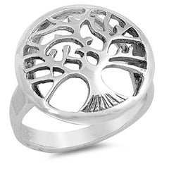 Sterling Silver Oxidized Tree Of Life RingAnd Face Height 20MM