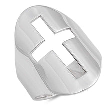 Load image into Gallery viewer, Sterling Silver High Polished Cross Plain RingAnd Face Height 30MM