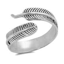 Load image into Gallery viewer, Sterling Silver Oxidized Feather Wrapped RingAnd Face Height 10MM