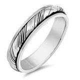 Sterling Silver Oxidized Spinner Plain RingAnd Face Height 5MM