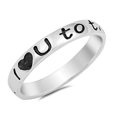 Sterling Silver Rhodium Plated Moon And Back Shaped Plain RingsAnd Face Height 3mm