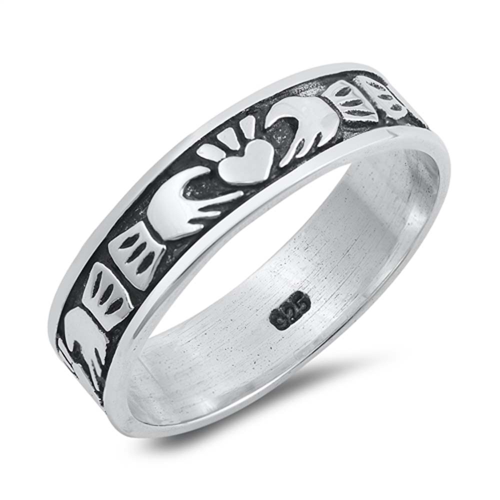Sterling Silver Claddagh Shaped Plain RingsAnd Face Height 5mm