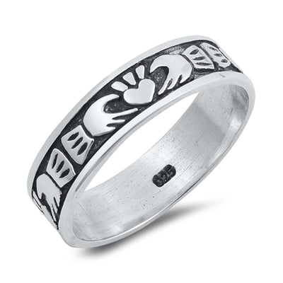 Sterling Silver Claddagh Shaped Plain RingsAnd Face Height 5mm