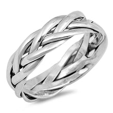 Load image into Gallery viewer, Sterling Silver Braided Rope Shaped Plain RingsAnd Face Height 6mm