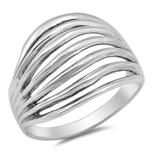 Load image into Gallery viewer, Sterling Silver Lines Shaped Plain Rings, Face Height 15mm