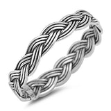 Sterling Silver Braided Rope Shaped Plain RingsAnd Face Height 3mm