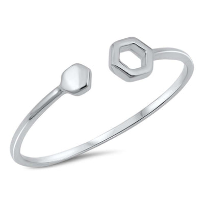 Sterling Silver High Polish Rhodium Plated Screw Shaped Plain RingsAnd Face Height 5mm