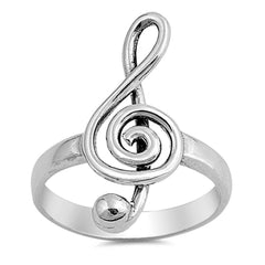 Sterling Silver Oxidize Music Note Shaped Plain RingsAnd Face Height 25mm