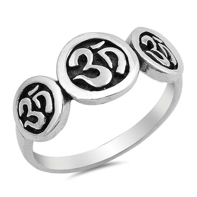 Sterling Silver Oxidize Om Sign Shaped Plain RingsAnd Face Height 9mm