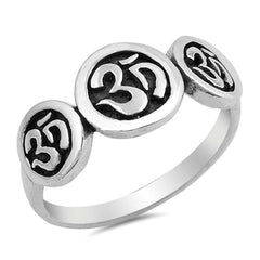 Sterling Silver Oxidize Om Sign Shaped Plain RingsAnd Face Height 9mm