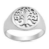 Sterling Silver Oxidize Tree Of Life Shaped Plain RingsAnd Face Height 13mm