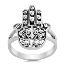 Load image into Gallery viewer, Sterling Silver Oxidize Hamsa Shaped Plain RingsAnd Face Height 22mm