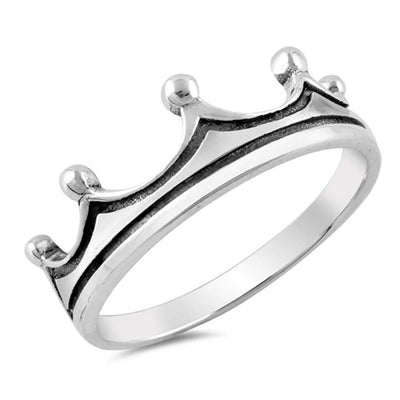 Sterling Silver Oxidize Crown Shaped Plain RingsAnd Face Height 7mm