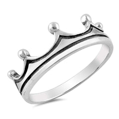 Sterling Silver Oxidize Crown Shaped Plain RingsAnd Face Height 7mm