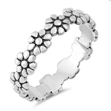 Load image into Gallery viewer, Sterling Silver Oxidize Flowers Shaped Plain RingsAnd Face Height 5mm