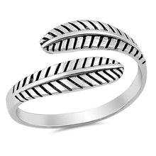 Load image into Gallery viewer, Sterling Silver Oxidize Feather Shaped Plain RingsAnd Face Height 10mm