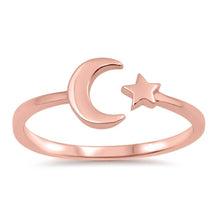 Load image into Gallery viewer, Sterling Silver Rose Gold Plated Moon And Star Shaped Plain RingsAnd Face Height 8mm