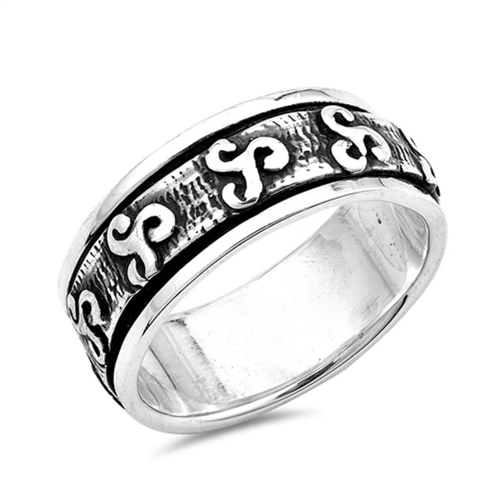 Sterling Silver Spinner Shaped Plain RingsAnd Face Height 8mmAnd Weight 7grams