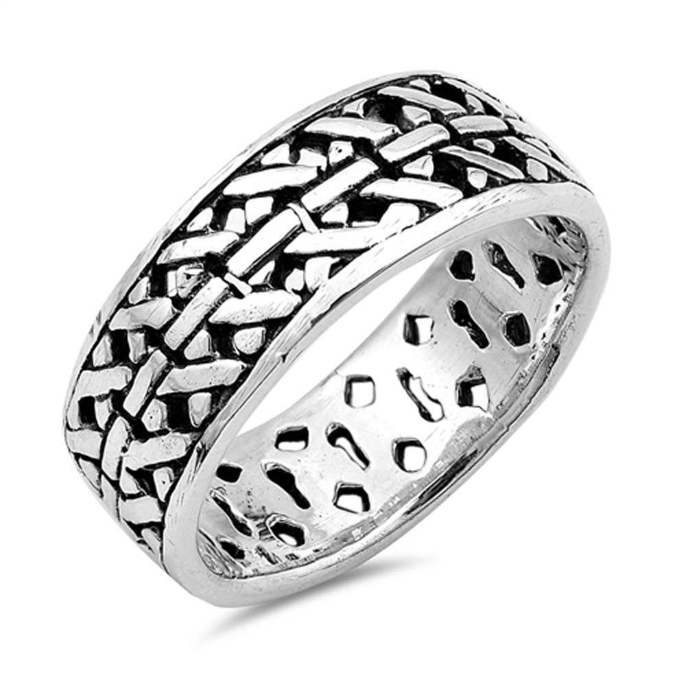 Sterling Silver Spinner Shaped Plain RingsAnd Face Height 8mmAnd Weight 6grams