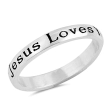 Load image into Gallery viewer, Sterling Silver High Polish Jesus Love You Shaped Plain RingsAnd Face Height 2mm