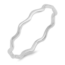 Load image into Gallery viewer, Sterling Silver Rhodium Plated Wave Shaped Plain Rings, Face Height2mm