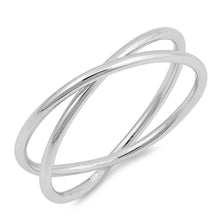 Load image into Gallery viewer, Sterling Silver Criss Cross Shaped Plain Rings and Face Height 5mm