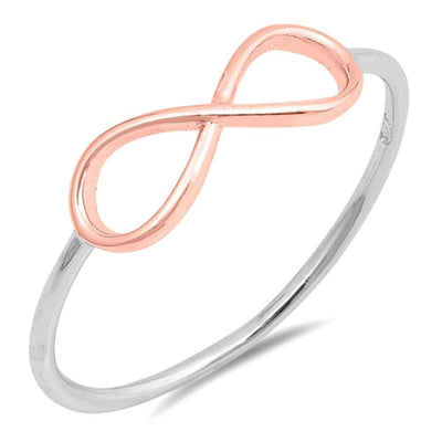 Sterling Silver Rhodium And Rose Gold Plated Infinity Shaped Plain RingsAnd Face Height 5mm