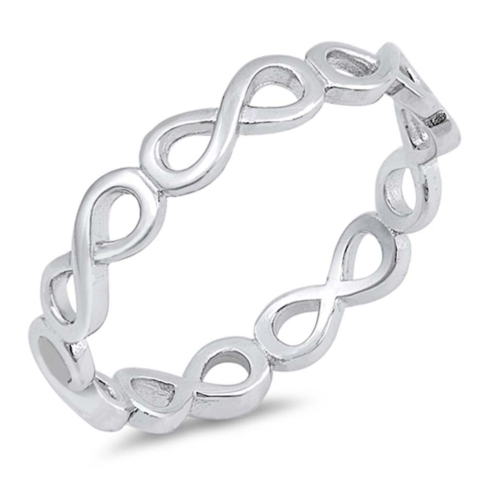 Sterling Silver Wraparound Infinity Shaped Plain RingsAnd Face Height 4mm