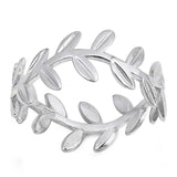 Sterling Silver Rhodium Plated Leaves Shaped Plain RingsAnd Face Height 10mm
