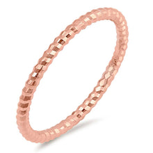 Load image into Gallery viewer, Sterling Silver Rose Gold Plated Thin Diamond Cut Band Shaped Plain RingsAnd Face Height 1mm