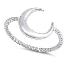 Load image into Gallery viewer, Sterling Silver Rhodium Plated Moon Shaped Plain RingsAnd Face Height 13mm