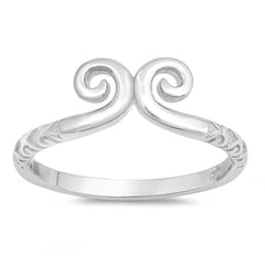 Sterling Silver Rhodium Plated Swirl Shaped Plain RingsAnd Face Height 7mm