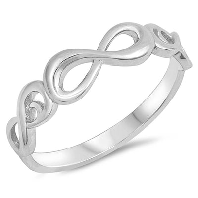 Sterling Silver Rhodium Plated Infinity Shaped Plain RingsAnd Face Height 6mm