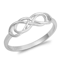 Sterling Silver Rhodium Plated Infinity Shaped Plain RingsAnd Face Height 6mm