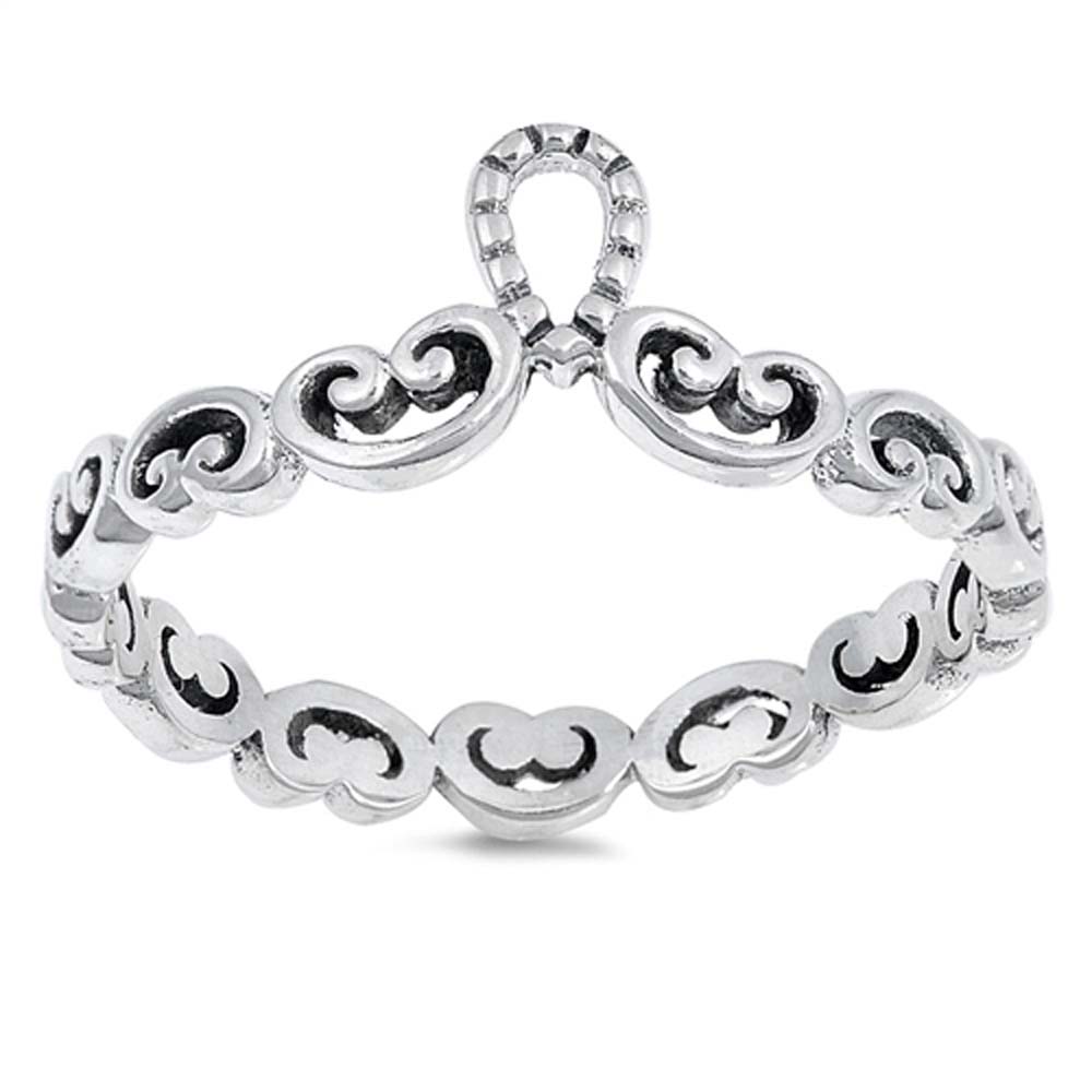 Sterling Silver Diya And Vine Shaped Plain RingsAnd Face Height 8mm