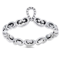 Sterling Silver Diya And Vine Shaped Plain RingsAnd Face Height 8mm