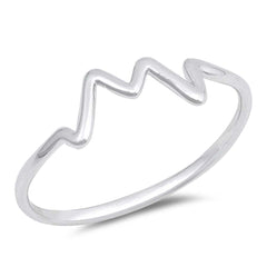 Sterling Silver igh Polished Zig Zag Shaped Plain RingsAnd Face Height 6mm
