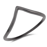 Sterling Silver Black Rhodium Plated V Shape Plain RingsAnd Face Height 8mm