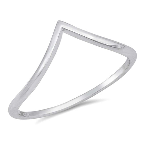 Sterling Silver Rhodium Plated V Shaped Plain RingsAnd Face Height 8mm