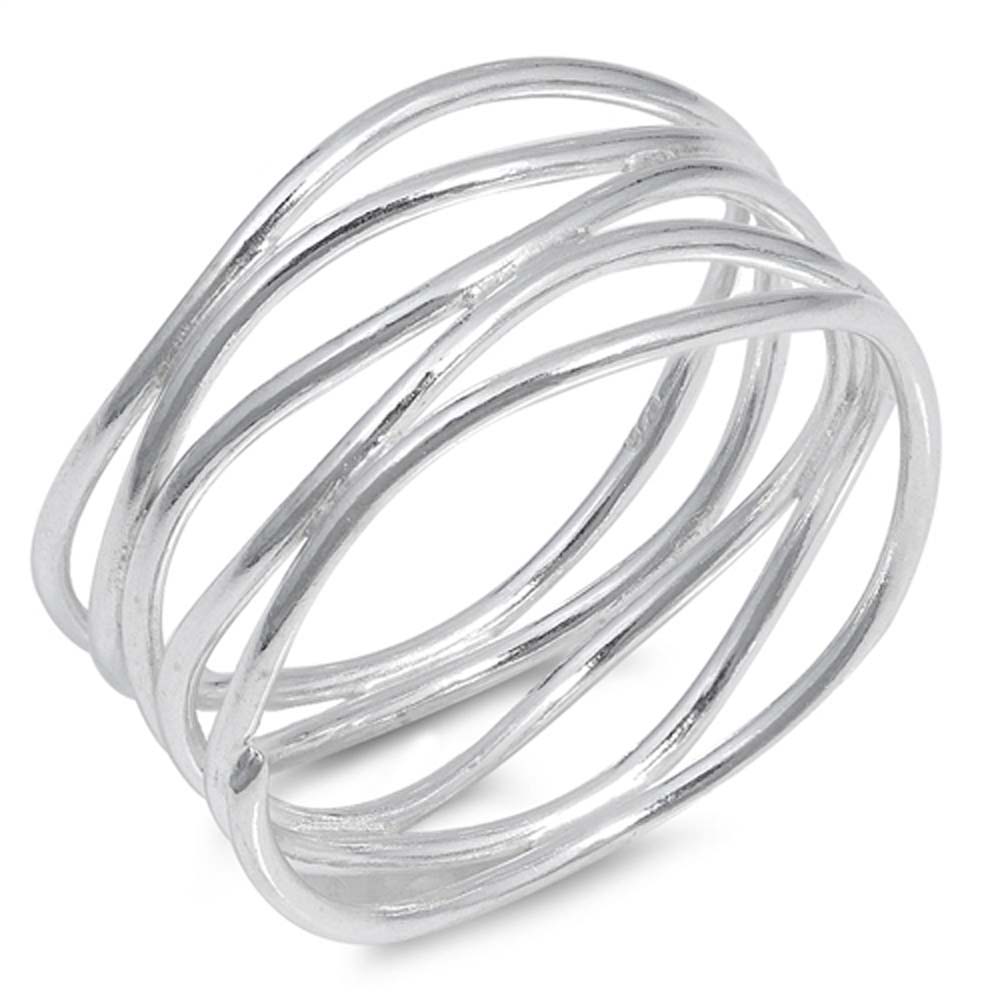 Sterling Silver High Polish Spring Shaped Plain RingsAnd Face Height 12mm