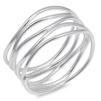Sterling Silver High Polish Spring Shaped Plain RingsAnd Face Height 12mm